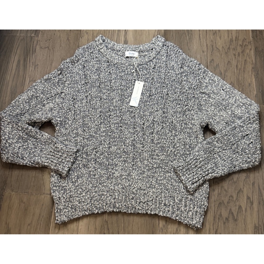 NWT Bluivy Young Contemporary Women's Gray Speckled‎ Knit Sweater M/L